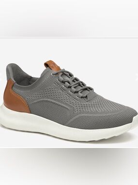 Johnston & Murphy Grey Knit Sneakers with Tan Accents